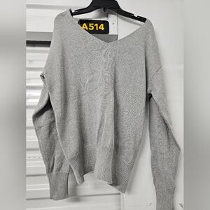 Cotton Emporium Sweater, Twist Back, Gray, Size S, NWT